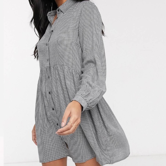 Stradivarius Shirt Dress in Houndstooth - Picture 1 of 7
